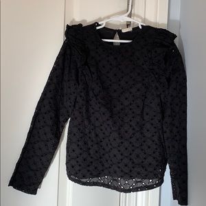 Zara black eyelet long sleeve shirt